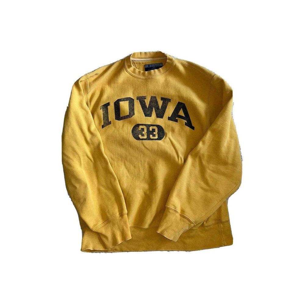 Vintage 90s Champion Reverse Weave Sweatshirt Woman's S Iowa Hawkeyes #33 Yellow